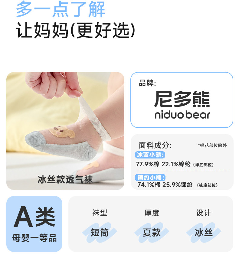 尼多熊儿童袜子夏季超薄款棉袜宝宝袜水晶袜冰丝袜男女网眼婴儿袜 — 19