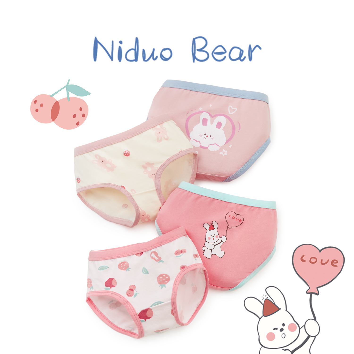 Nido Bear Children's Underwear Pure Cotton Girl Triangle Woman Baby Girl Mid-Child Toddler Shorts No Clip pp