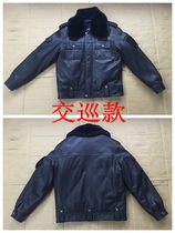 Winter goatskin leather traffic cold Security Guard leather men with hair guard public hair patrol leather jacket men