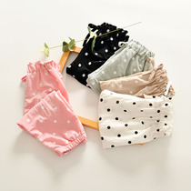 Childrens anti-mosquito pants girls Summer thin baby light cage pants female baby ice silk cotton trousers Children 90% pants