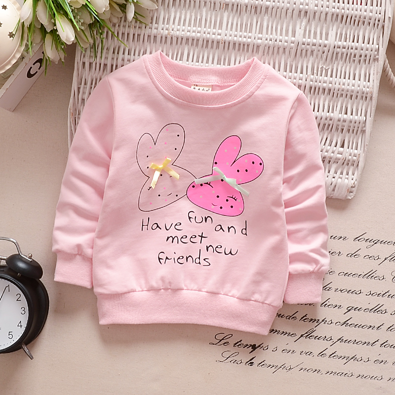 C1 Huilu Two Branch Rabbit PinkGirls' clothes children T-shirt Long sleeve pure cotton girl Undershirt Spring and Autumn baby jacket baby spring clothes Korean version