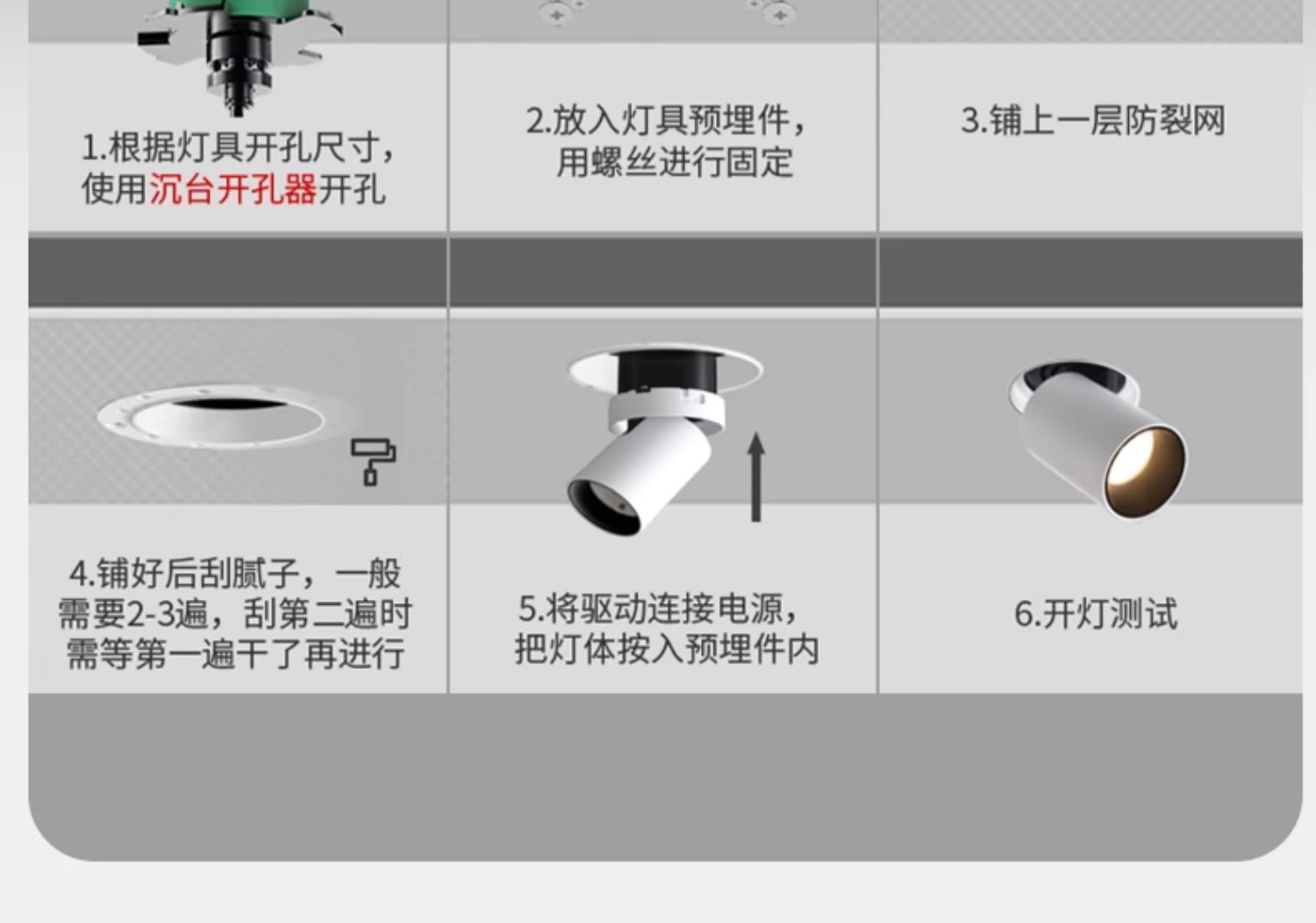 伸缩射灯无边框象鼻灯隐藏预埋嵌入玄关过道暗装天花灯led可调角 图文详情 17