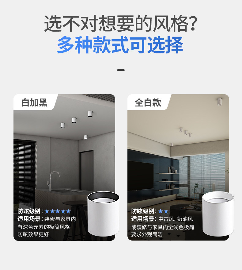 防水明装筒灯浴室阳台厨房卫生间防潮防雾吸顶灯防眩led无主灯 图文详情 22