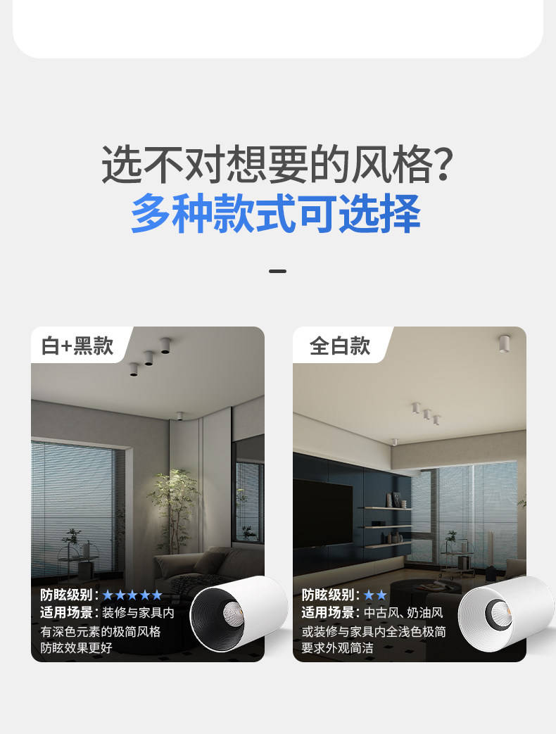 GDDS明装射灯筒灯led防眩免开孔吸顶灯圆形极简无主灯客厅卧室 图文详情 18