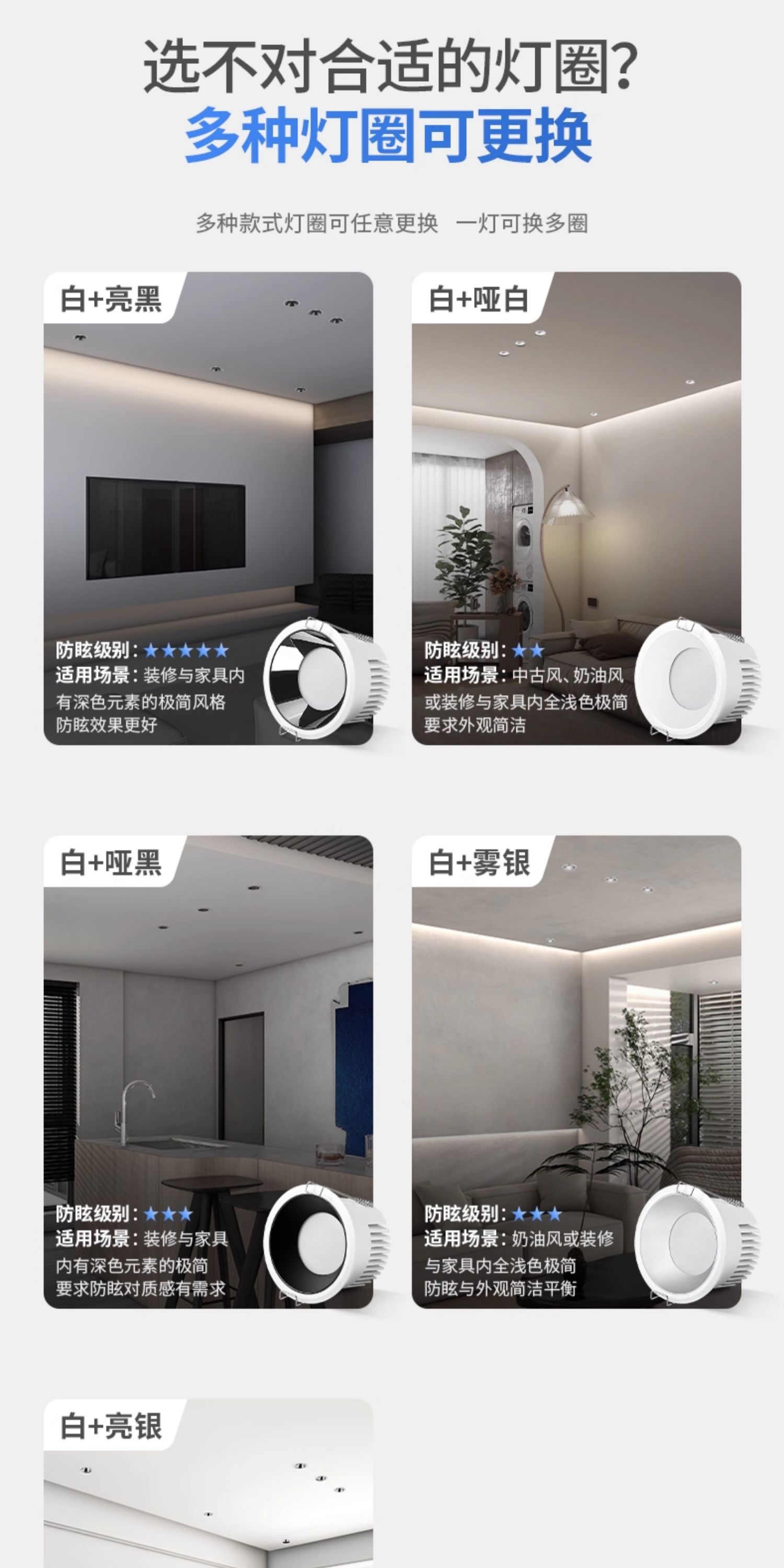 防眩筒灯嵌入式75mm孔灯智能led厨房无主灯照明天花客厅吊顶窄边 图文详情 18