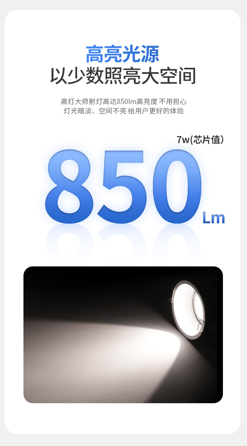 嵌入式射灯led无主灯深防眩目家用吊顶高显色射灯天花黑白色洗墙 图文详情 16