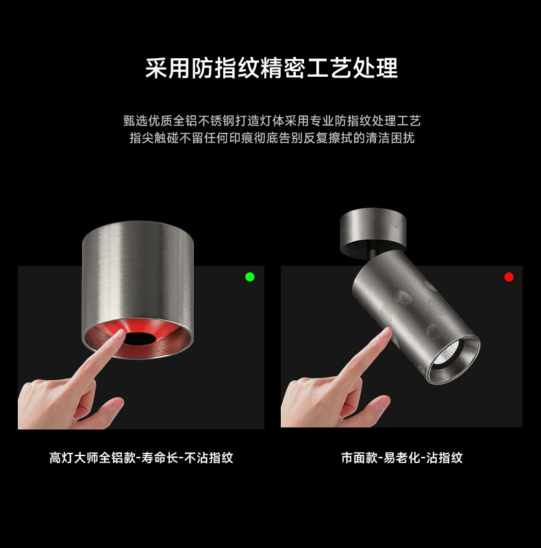 包豪斯明装筒灯红色射灯不锈钢孟菲斯多巴胺免打孔卧室吸顶无主灯 图文详情 16