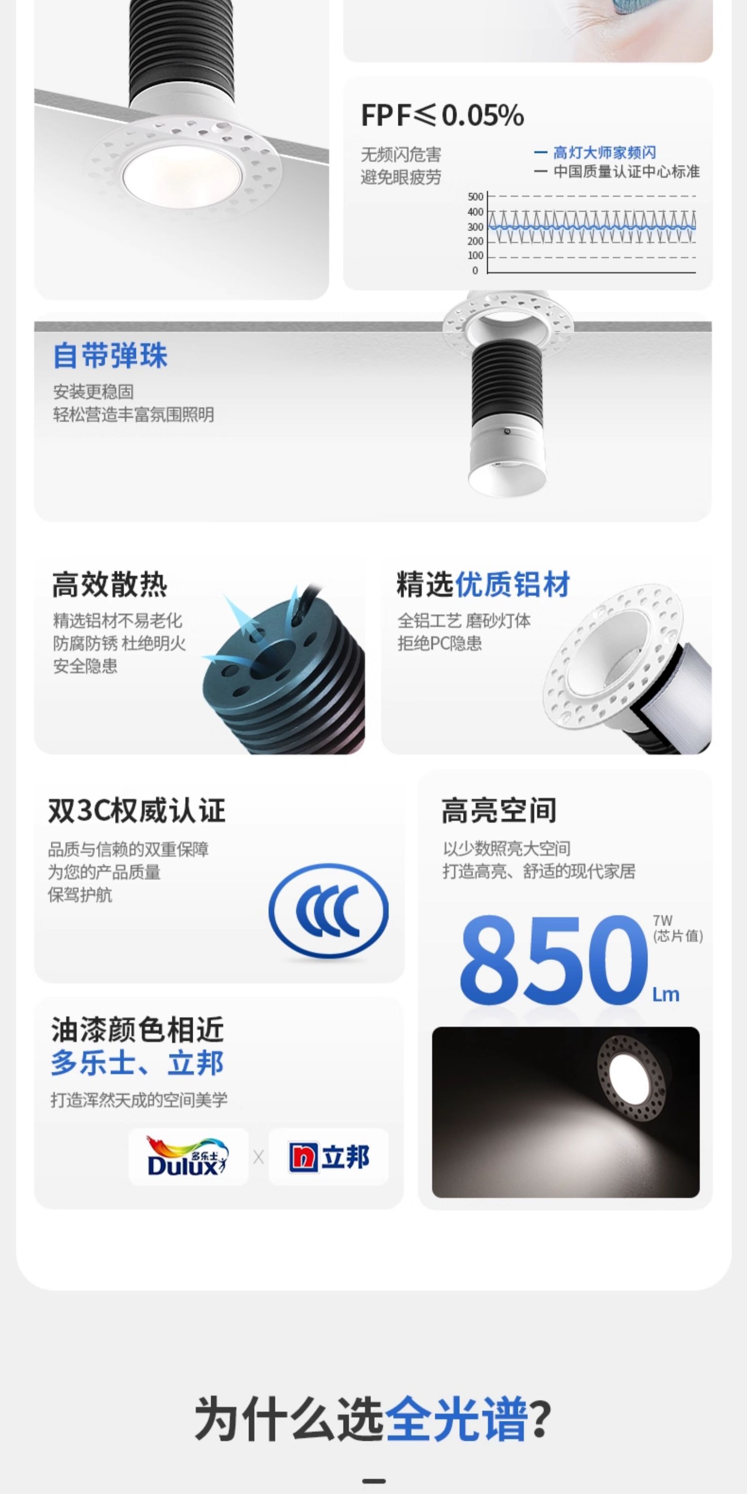 无边框预埋小筒灯嵌入式55开孔隐形led卧室防眩护眼天花无主灯 图文详情 8