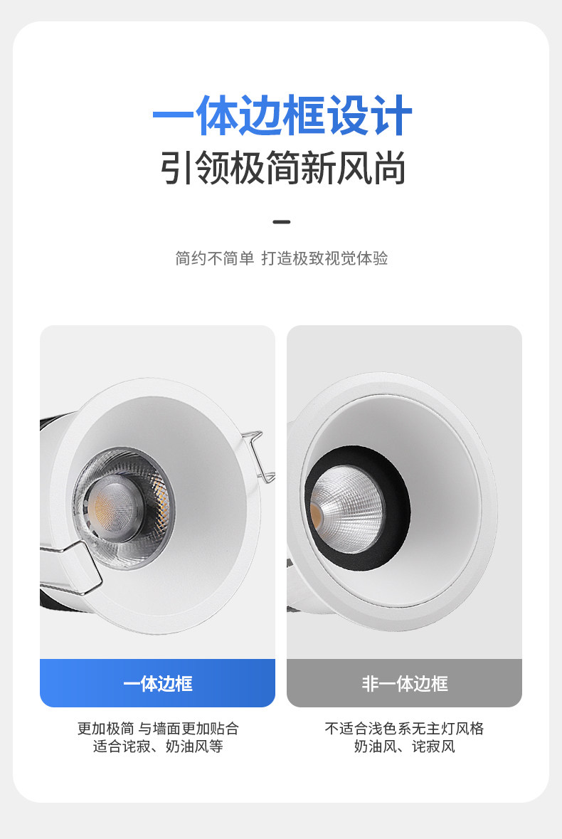 无主灯透镜筒灯嵌入式75mm深杯防眩开孔55护眼led天花灯客厅吊顶 图文详情 14