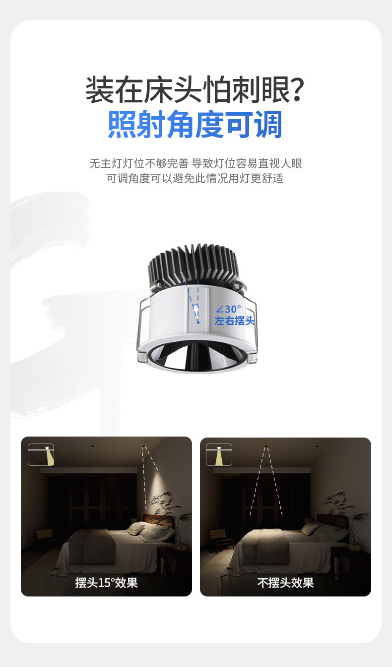 【弹簧款】全光谱射灯95mm开孔大功率防眩铝扣板蜂窝大板专用吊顶 图文详情 15