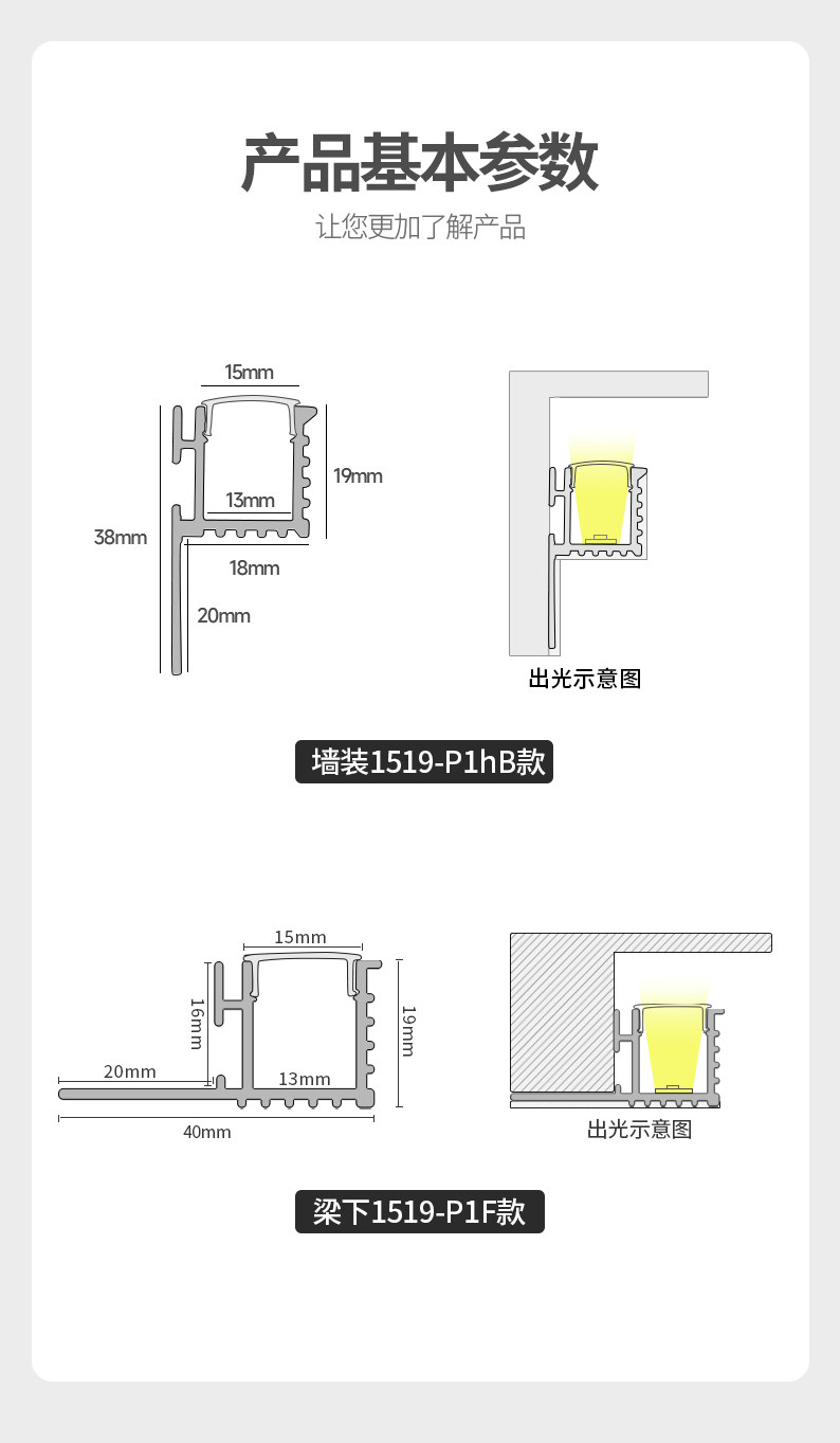 墙装led线性灯嵌入式铝槽单边向上出光反光灯槽客厅卧室天花型材 图文详情 11
