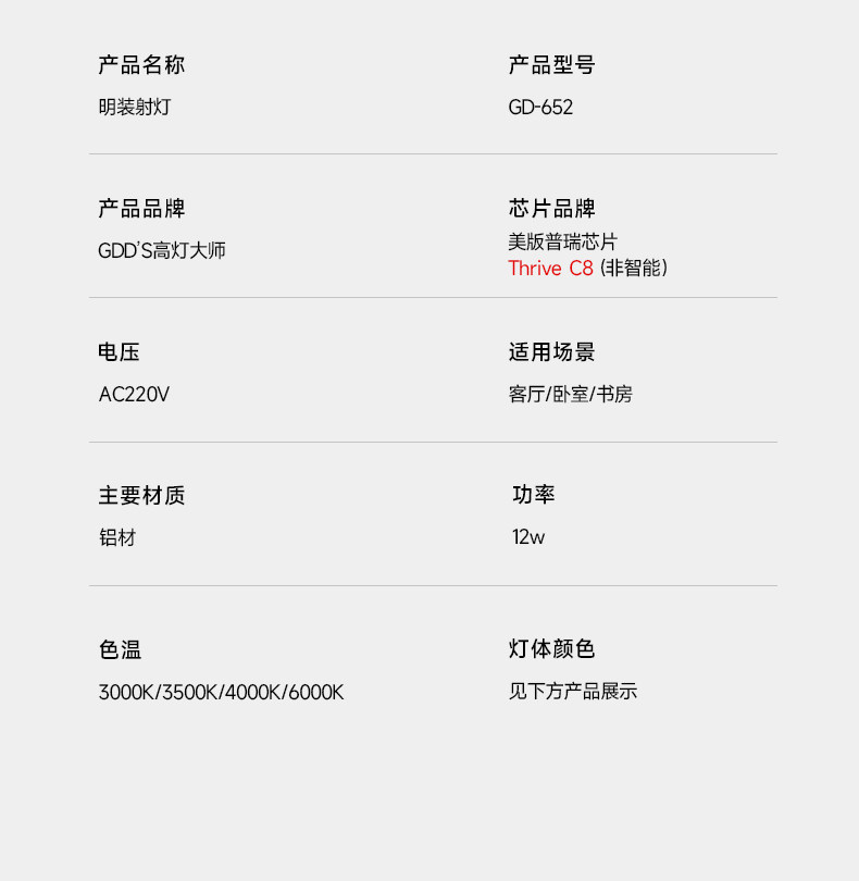 包豪斯明装射灯多巴胺孟菲斯浅紫色蓝色红色粉色可调角度吸顶家用 图文详情 28
