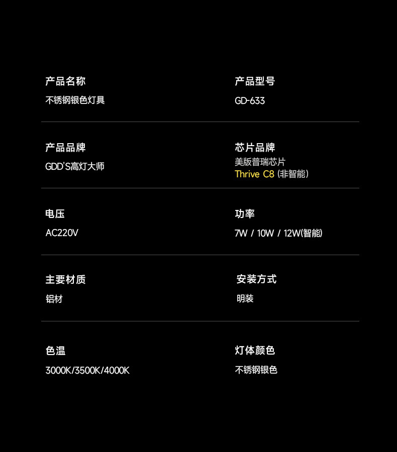 明装筒灯不锈钢射灯包豪斯银色中古吸顶灯防眩客厅工业风无主灯 图文详情 25