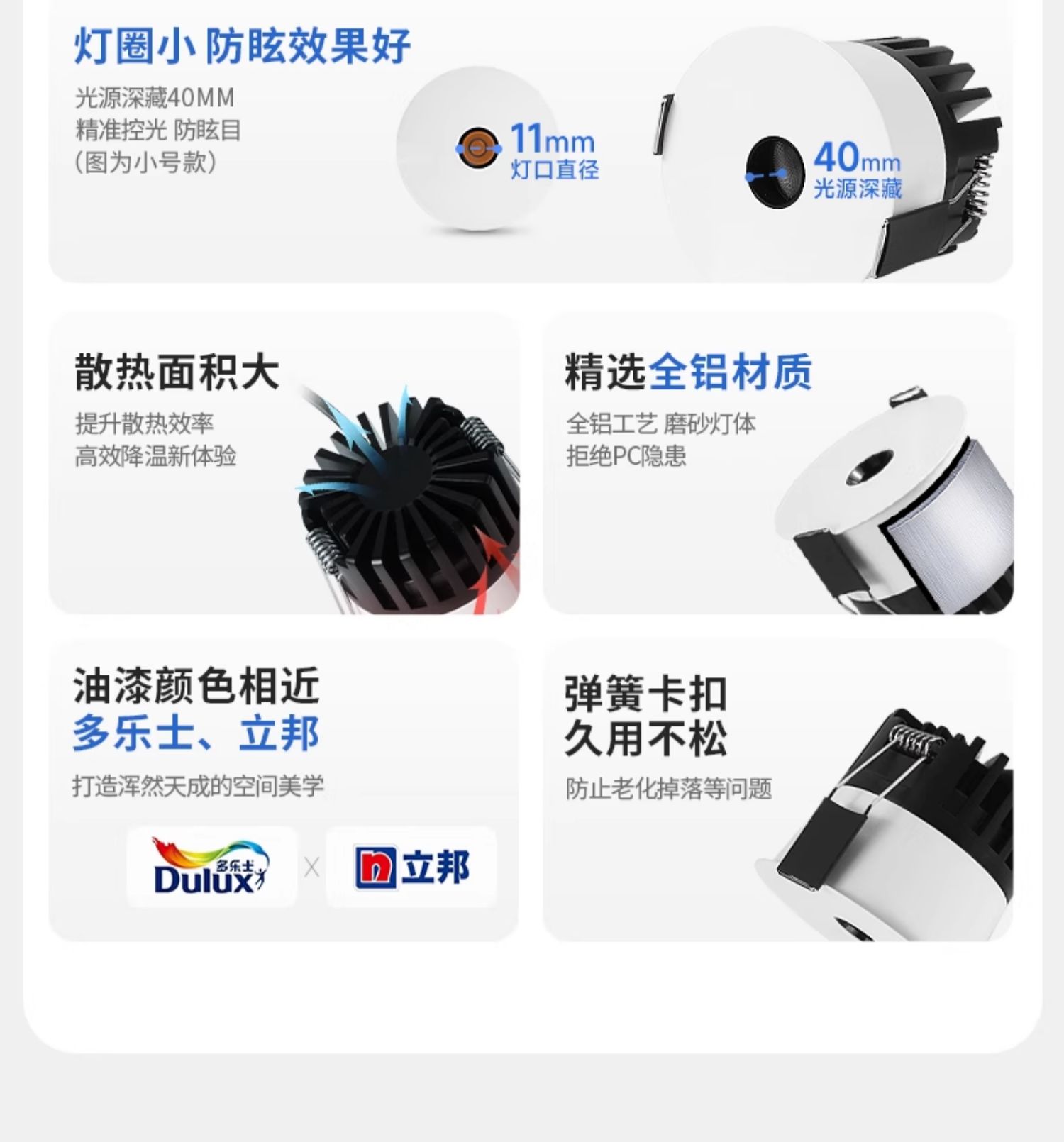 超薄小孔射灯微孔嵌入式防眩0.08cm隐形交叉出光小光束角无主灯 图文详情 9