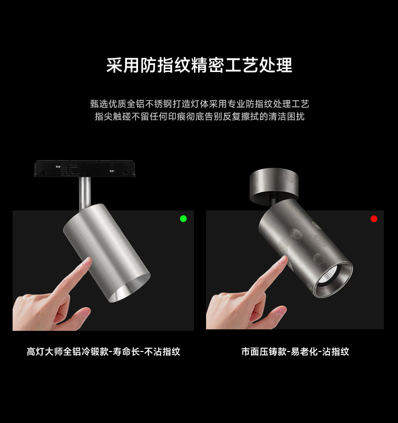 包豪斯明装轨道射灯不锈钢轨道灯防眩可调角度客厅无主灯led家用 图文详情 10