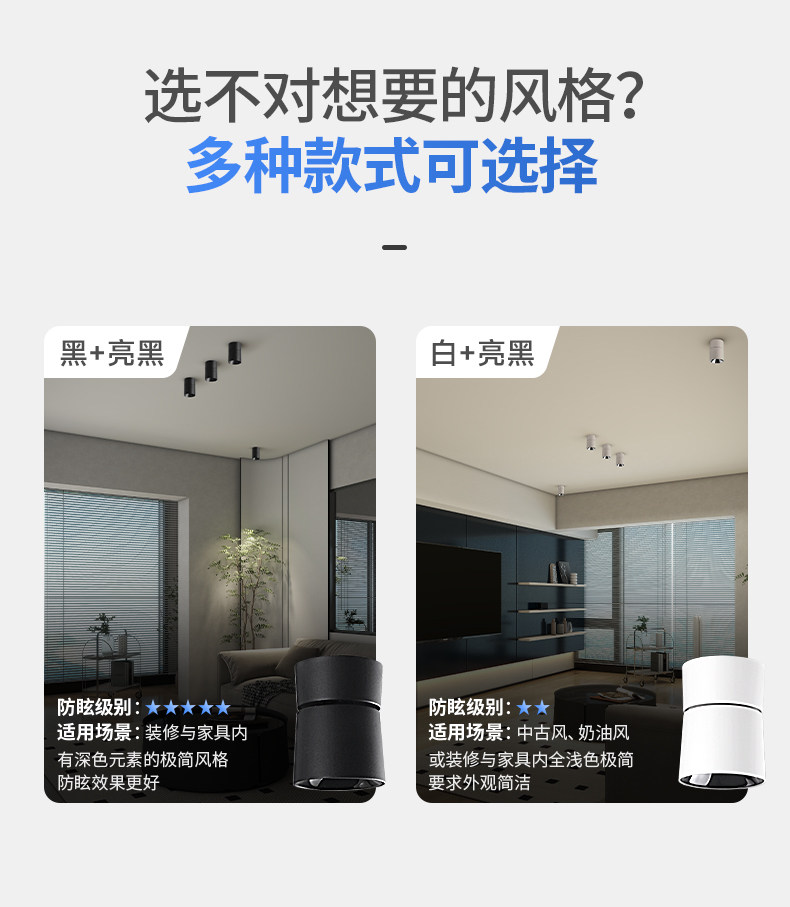全光谱可调角度迷你明装led射灯吸顶弯头家用客厅低蓝光防眩cob灯 图文详情 18
