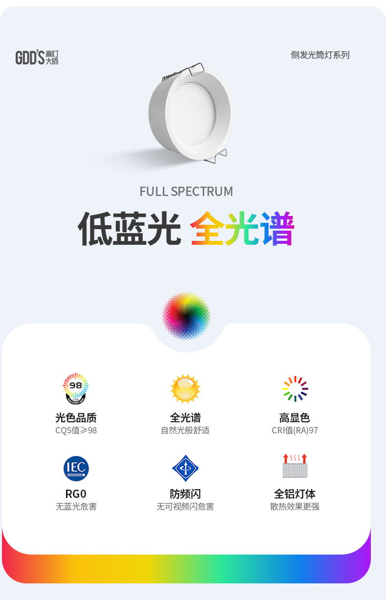 超薄筒灯侧发光嵌入式侧面灯带防眩护眼智能天花灯家用客厅无主灯 图文详情 29