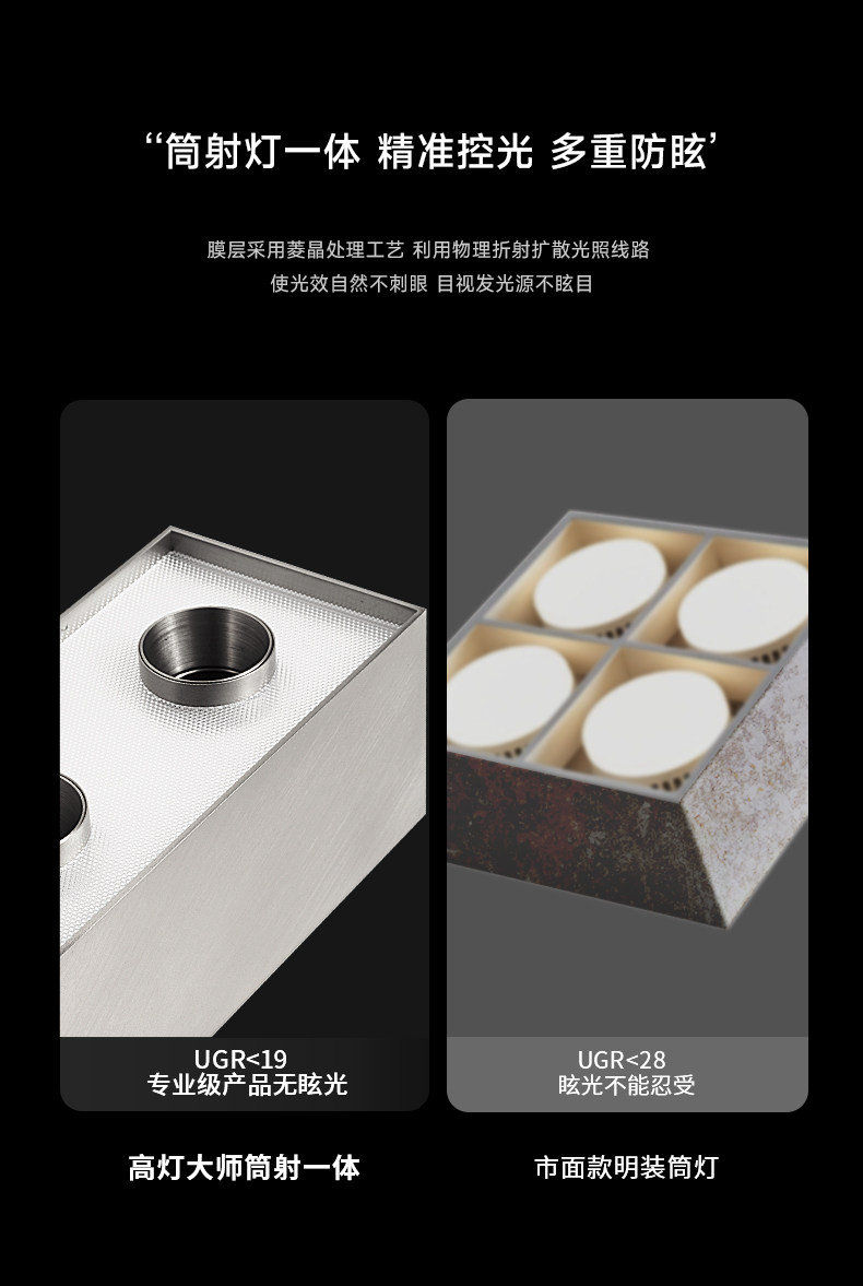 超薄明装斗胆灯包豪斯不锈钢客厅筒射灯一体银色吸顶灯三头无主灯 图文详情 11