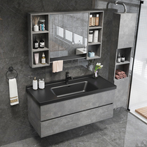  Comanda Nordic simple bathroom cabinet combination bathroom face wash basin Wash basin cabinet Black one-piece basin