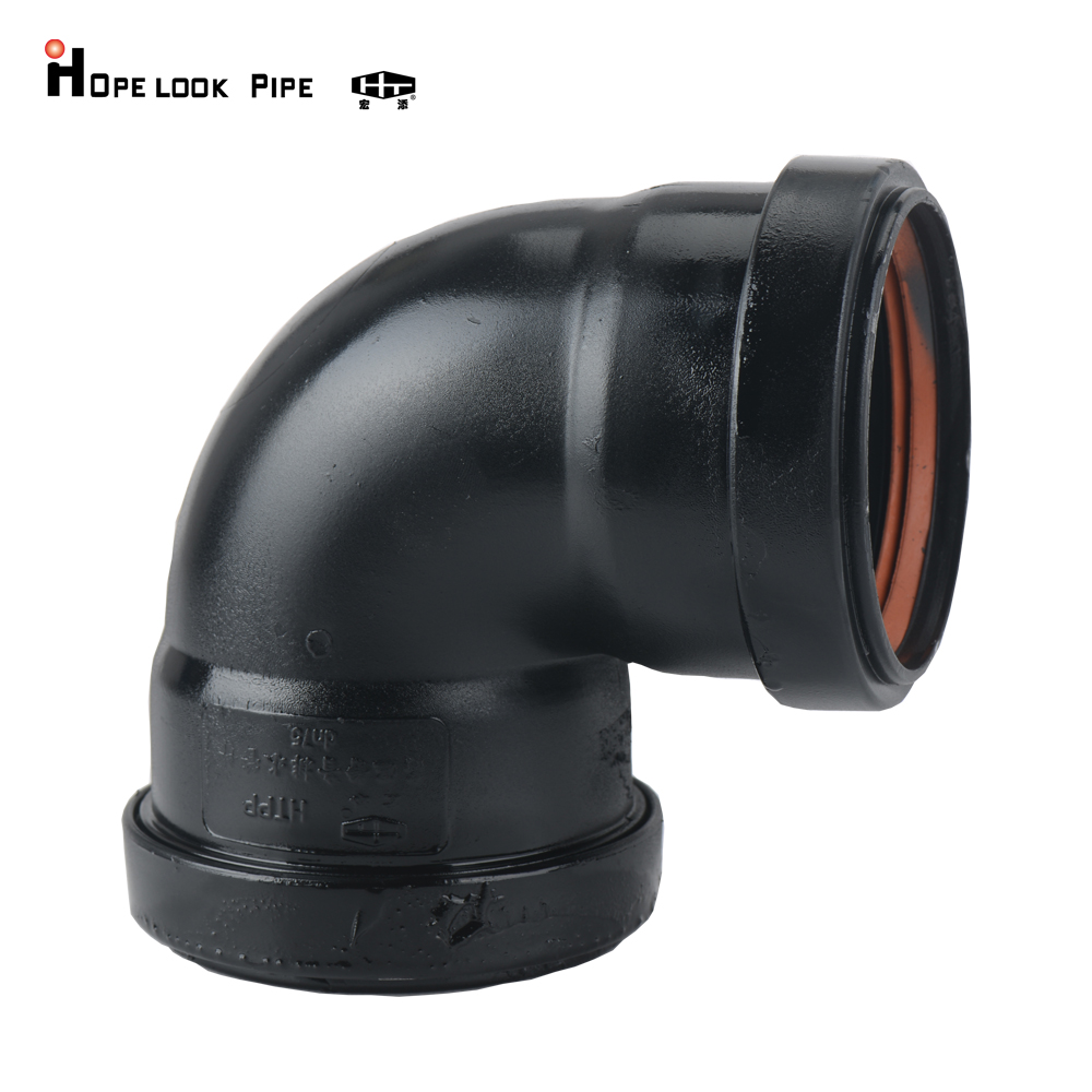 HDPE large drop plate same-layer drainage HDPE hot-melt pipe fittings gland type flexible pipe fittings 90 degree elbow
