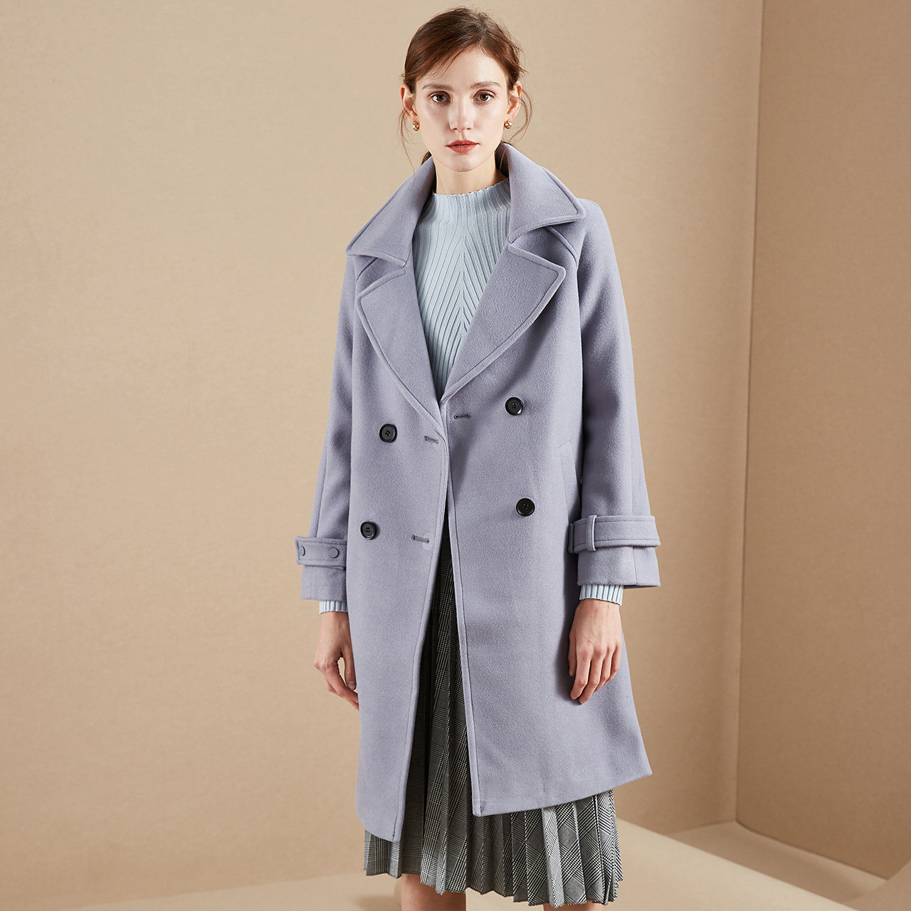 反季白菜 La Chapelle 拉夏贝尔 女式毛呢大衣 聚划算+天猫优惠券折后￥99包邮（￥299-200）3色可选