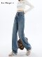 La Chapelle wide-leg jeans for women spring and autumn new slim high-waisted straight fashion petite trousers M