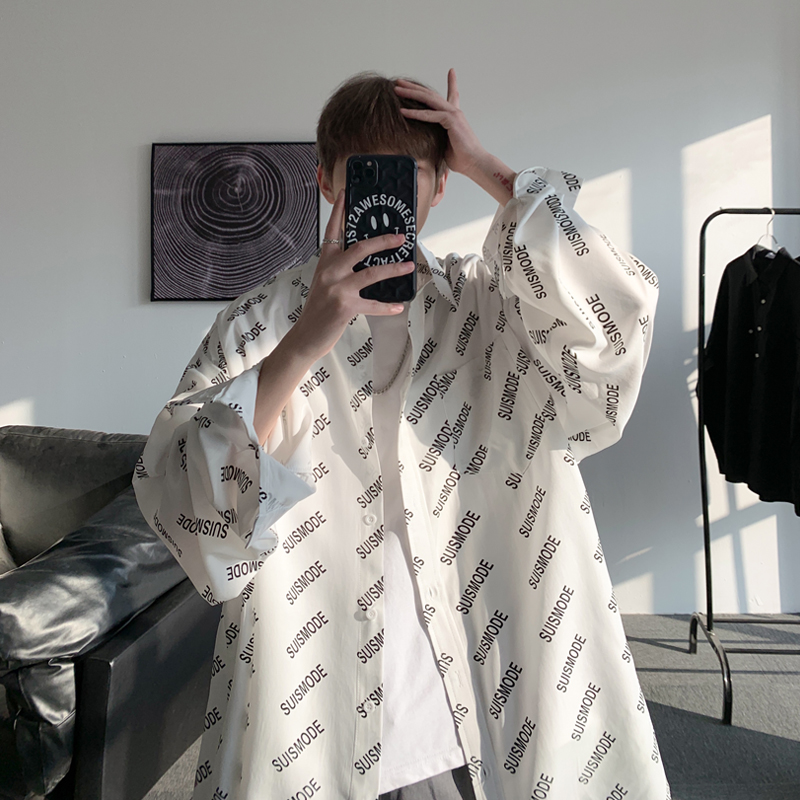 Flower shirt Men's design sense niche long-sleeved shirt Japanese ruffian handsome summer top ins Port wind Harajuku wind jacket