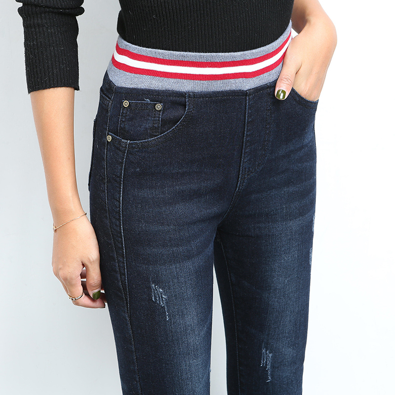 Gush Jeans Woman High Waist Winter 2020 New slim thickened thickened waist Large size Tight Slim Fit Slim Fit Pants Long