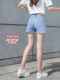Light blue denim shorts for women summer 2025 new Korean style high-waisted loose casual a-line slimming Internet celebrity hot pants trend