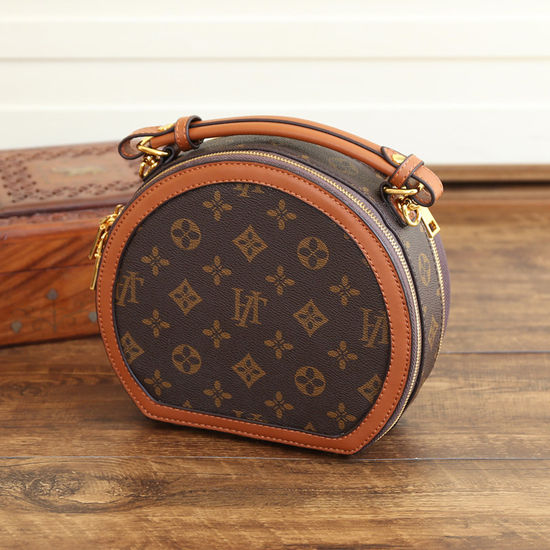 Small Round Bag Retro Printed Texture Fashion Pet Bag Single Shoulder Inclined Satchel Carrying Round Cake Bag Summer Slanted Satchel Bag