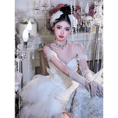 Halloween costume, adult dress, high-end style, heavy industry, birthday party, White Swan princess, puffy dress, art examination