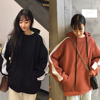 Quần áo mùa thu và mùa đông cộng với nhung dày phong cách Harajuku áo len bf sinh viên hoang dã rộng 200 pounds chất béo mm áo trùm đầu mỏng áo kiểu nữ đẹp tuổi 40