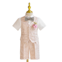 Childrens suit vest flower boy handsome boy catwalk model small suit host dress performance suit summer