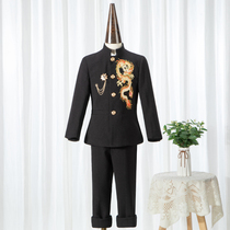 Boy suit suit suit childrens dress in the big boy embroidery Chinese style national tide flower girl small suit model show model