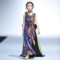 Childrens high-end dress Princess dress 2021 New temperament light luxury girl model host personality catwalk show