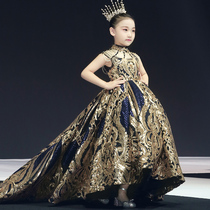  Childrens dresses 2021 new girl model catwalk trailing wedding dress evening dress small host piano performance suit