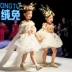 Trẻ em ăn mặc công chúa cô gái ăn mặc buổi tối trang phục piano mô hình sàn catwalk buổi tối váy sinh nhật pettiskirt