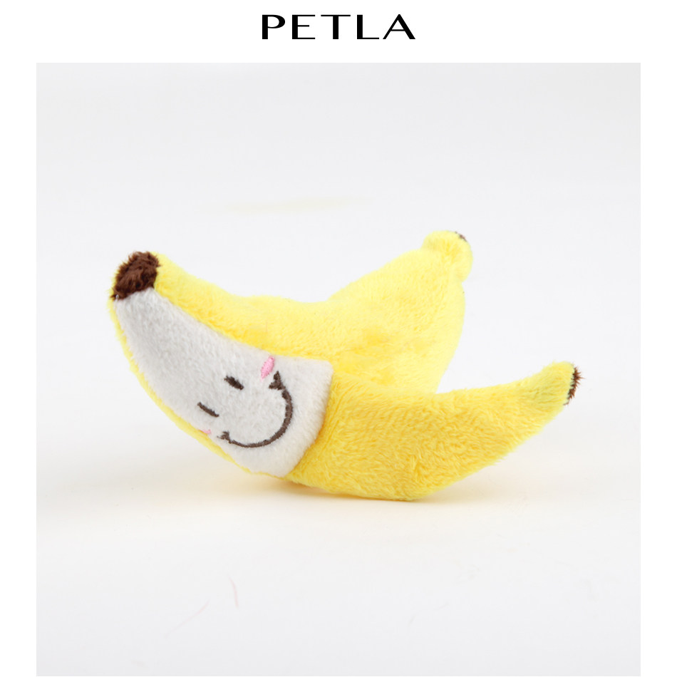 PETLA Pyla Plush Banana Sounding Pet Cat Dog Universal Scratch Toys Built-in Natural Catnip
