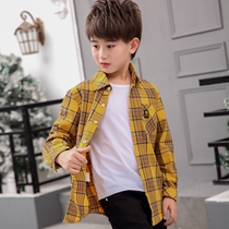 New middle and Big Boy cotton long sleeve shirt childrens clothing spring dress childrens plaid shirt boy Spring and Autumn Tide clothes