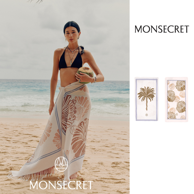 Monsecret Fashion Retro Palm Treasure Beach Towel Silk Scarf Shawl for Women Chenshop Designer Brand