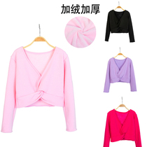 Autumn and winter childrens dance clothing jacket shawl long sleeve velvet thickened girls tutu dance practice suit