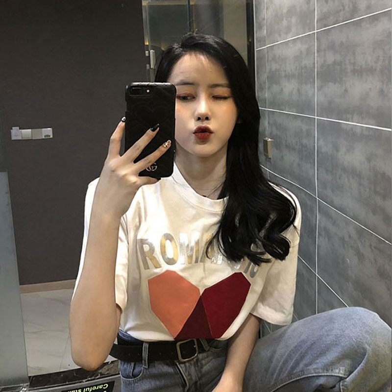 1 × WhiteKorean version easy Short sleeve Medium and long term T-shirt Port style Show thin Women's wear 2021 new pattern Europe and America ins tide upper clothes white