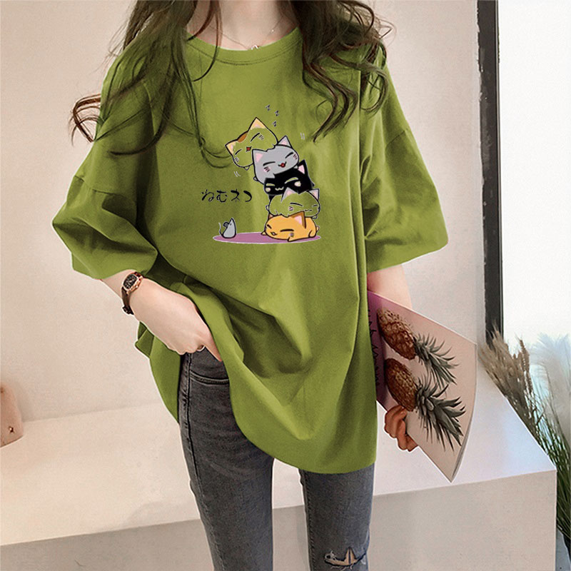 1064 ᦇ Avocado Greenwhite T-shirt female Short sleeve ins Foreign style summer 2021 new pattern Korean version easy Versatile Best friend jacket tide