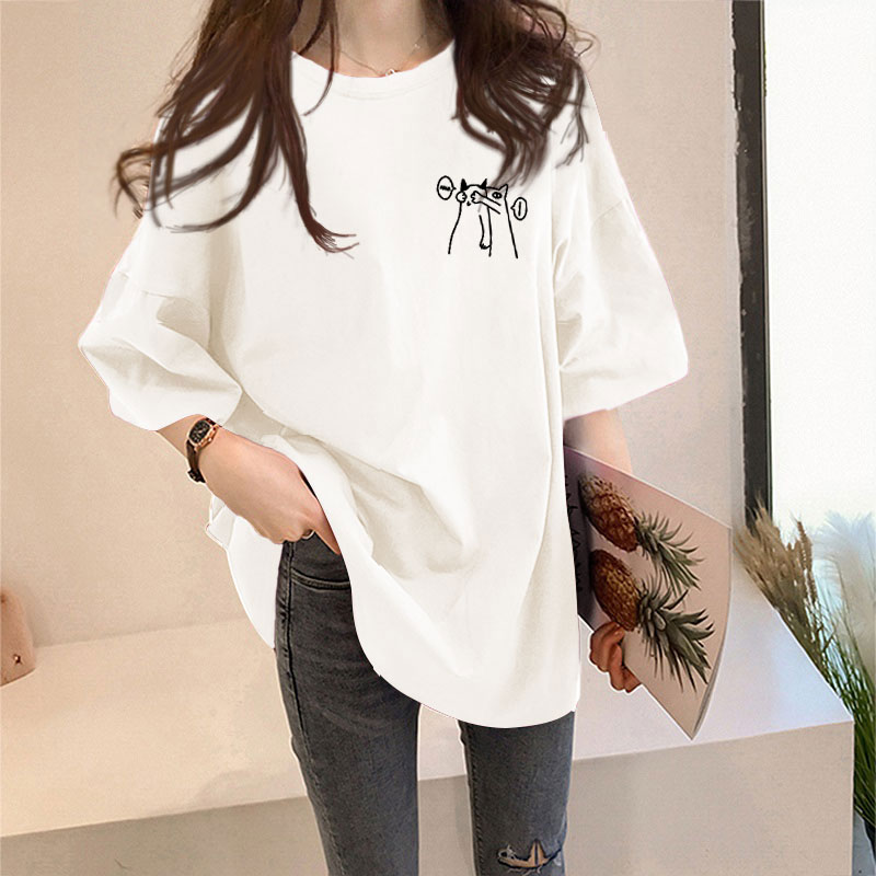 1089 × Whitewhite T-shirt female Short sleeve ins Foreign style summer 2021 new pattern Korean version easy Versatile Best friend jacket tide