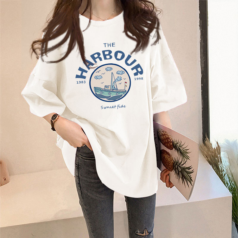 1072#Whitewhite T-shirt female Short sleeve ins Foreign style summer 2021 new pattern Korean version easy Versatile Best friend jacket tide