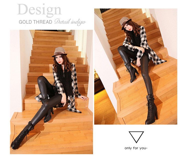 Quần legging dày và nhung thu đông 2018 mới cho các quý cô eo cao phiên bản Hàn Quốc của quần đen giả da quần áo nữ trung niên