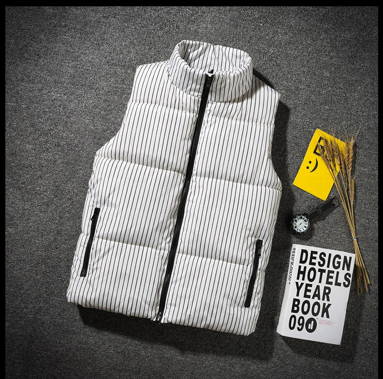 Áo khoác cotton nam mùa đông 2018 phiên bản mới của Hàn Quốc áo vest nam sọc nam cổ áo dày cotton bộ vest nam cho người trung tuổi