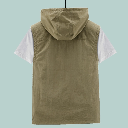 Летняя толстовка с капюшоном, мужской дорожный быстросохнущий жилет, оверсайз