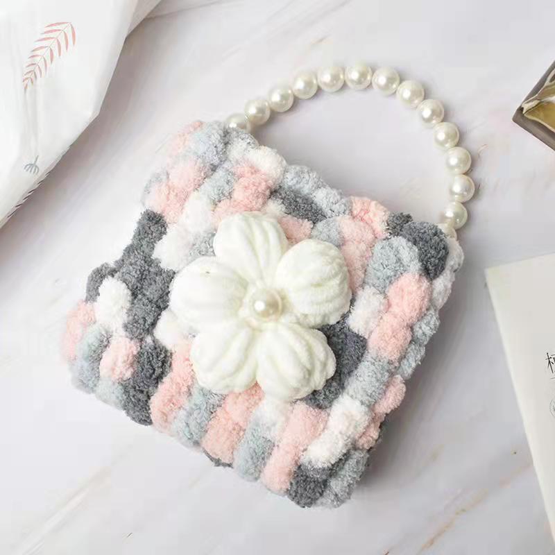 Yacai puff flower ball ball bag handwoven bag diy material handbag self-made gift for girlfriend