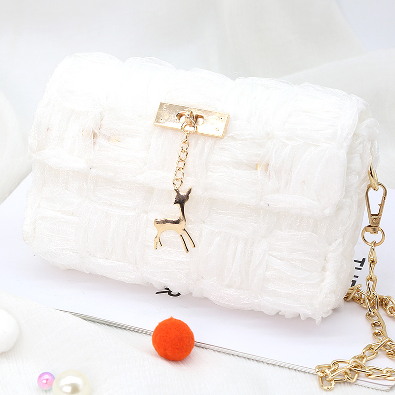 Yacai handmade ribbon yarn woven bag mesh wool diy material homemade small fragrant wind shoulder messenger bag